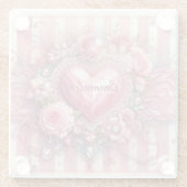 ヴィンテージビクトリアンバレンタインフローラハート ガラスコースター (裏面)