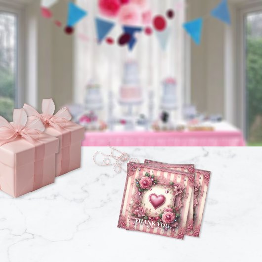 ヴィンテージビクトリアンバレンタインフローラハート フェイバータグ