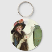 ヴィンテージビクトリアンバレンタイン女性愛の手紙 キーホルダー (正面)