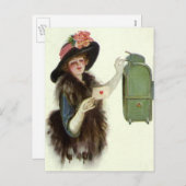 ヴィンテージビクトリアンバレンタイン女性愛の手紙 シーズンポストカード (正面/裏面)