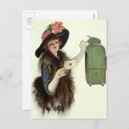 ヴィンテージビクトリアンバレンタイン女性愛の手紙 シーズンポストカード (正面/裏面)
