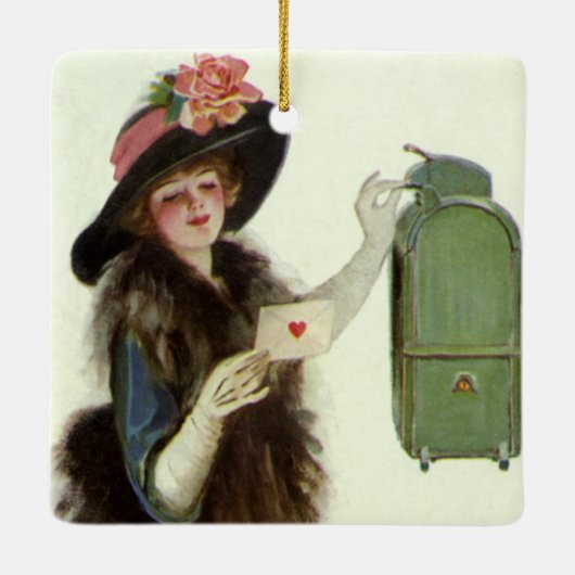 ヴィンテージビクトリアンバレンタイン女性愛の手紙 セラミックオーナメント (裏面)