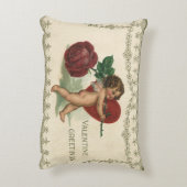 ヴィンテージビクトリアンバレンタインCherub、バラ、ハート アクセントクッション (裏面(縦))