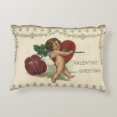 ヴィンテージビクトリアンバレンタインCherub、バラ、ハート アクセントクッション (裏面)