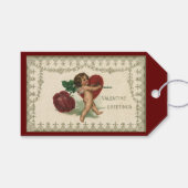 ヴィンテージビクトリアンバレンタインCherub、バラ、ハート ギフトタグ (正面(横))