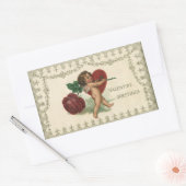 ヴィンテージビクトリアンバレンタインCherub、バラ、ハート 長方形シール (封筒)