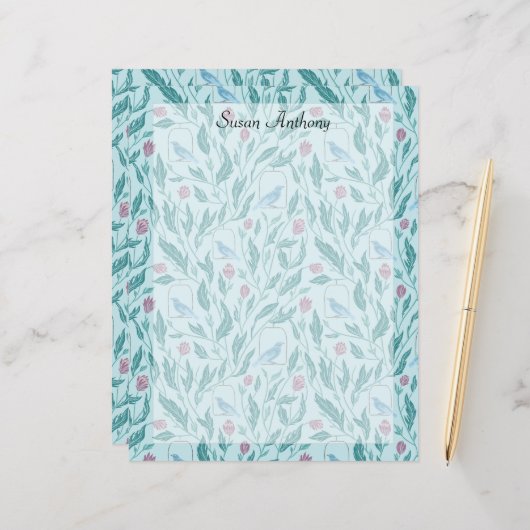 ヴィンテージビクトリアンバードinガーデンライト紙 (正面/裏面インサイチュ)