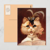 ヴィンテージビクトリアンパトル猫の宝石はがき ポストカード (正面/裏面)