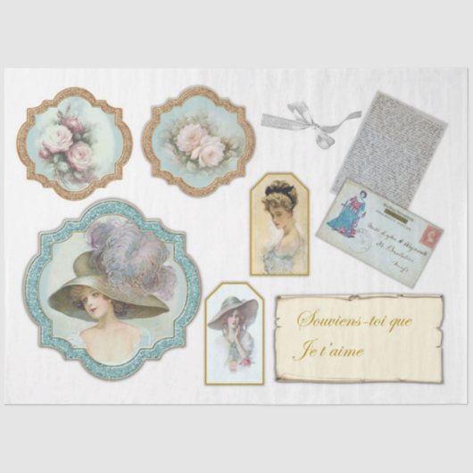 ヴィンテージビクトリアンパリジャン系デザイン10 薄葉紙 (正面)