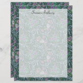 ヴィンテージビクトリアンパープルパンジーブルーリボン紙 (正面/裏面)