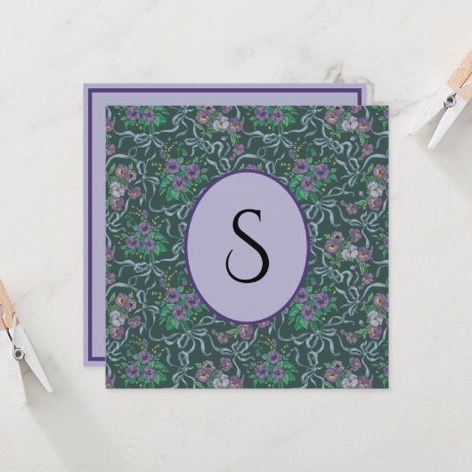 ヴィンテージビクトリアンパープルパンジー鋼青帯 カード (正面/裏面インサイチュ)