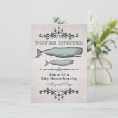 ヴィンテージビクトリアンビーチホエールベビーシャワー招待状 招待状 (スタンド正面)