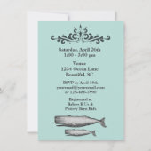 ヴィンテージビクトリアンビーチホエールベビーシャワー招待状 招待状 (裏面)