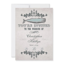 ヴィンテージビクトリアンビーチホエー結婚式招待状