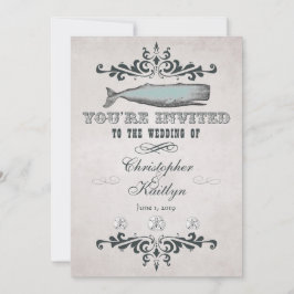 ヴィンテージビクトリアンビーチホエー結婚式招待状 招待状