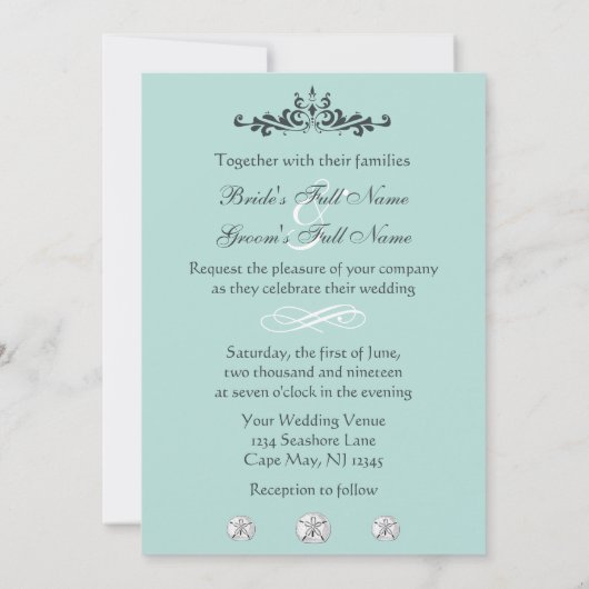 ヴィンテージビクトリアンビーチホエー結婚式招待状 招待状 (裏面)