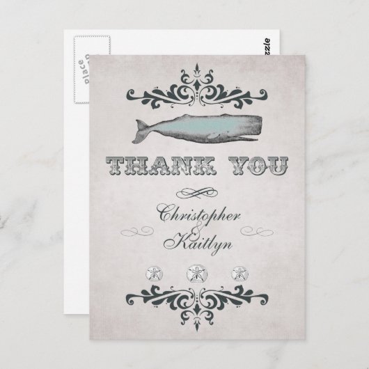 ヴィンテージビクトリアンビーチホー結婚エールズサンキュー ポストカード (正面/裏面)