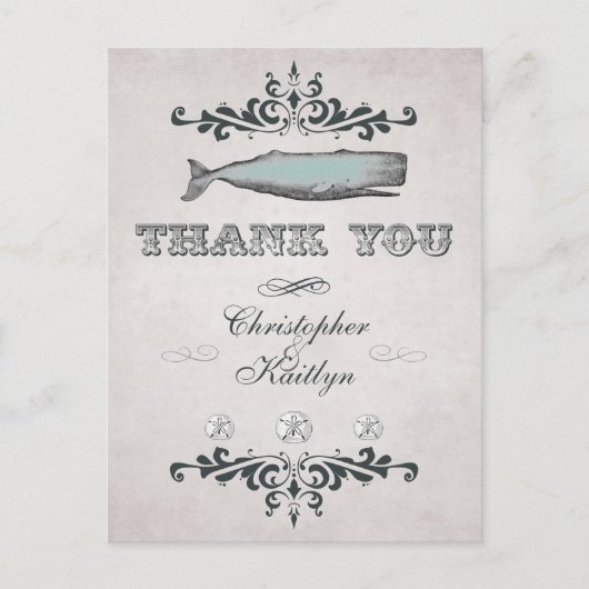 ヴィンテージビクトリアンビーチホー結婚エールズサンキュー ポストカード (正面)