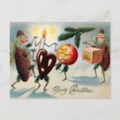 ヴィンテージビクトリアンピネコーンクリスマス ポストカード (正面)