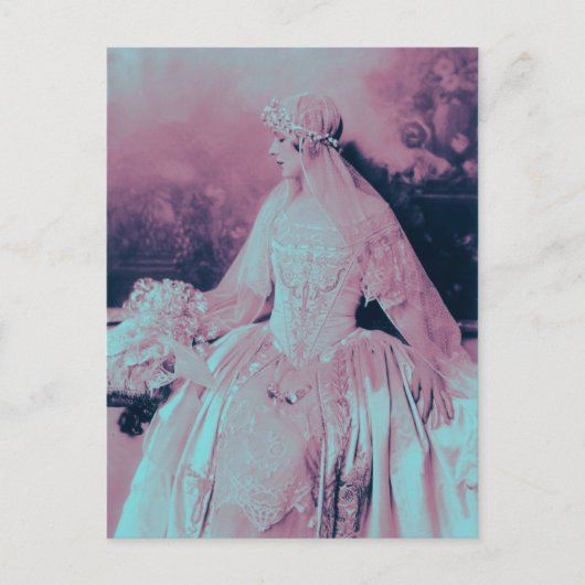 ヴィンテージビクトリアンピンクとベビーブルー花嫁、シャワー インビテーションポストカード (正面)