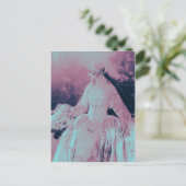 ヴィンテージビクトリアンピンクとベビーブルー花嫁、シャワー インビテーションポストカード (スタンド正面)