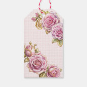 ヴィンテージビクトリアンピンクのブライダルティーパーティーの好意 ギフトタグ (裏面)