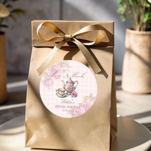 ヴィンテージビクトリアンピンクのブライダルティーパーティーの好意 ラウンドシール