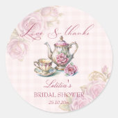 ヴィンテージビクトリアンピンクのブライダルティーパーティーの好意 ラウンドシール (正面)