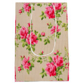 ヴィンテージビクトリアンピンクストライプフローラバラ ミディアムペーパーバッグ (裏面)