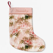 ヴィンテージビクトリアンピンクフローラエレガントシックパターン スモールクリスマスストッキング (正面)