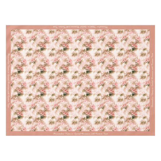 ヴィンテージビクトリアンピンクフローラシックパーソナライズされた テーブルクロス (正面(横))