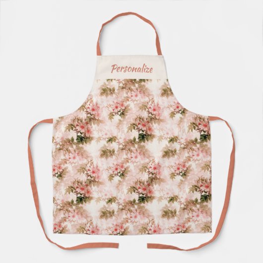 ヴィンテージビクトリアンピンクフローラシック エプロン (正面)