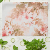 ヴィンテージビクトリアンピンクフローラシック キッチンタオル (折り畳み)