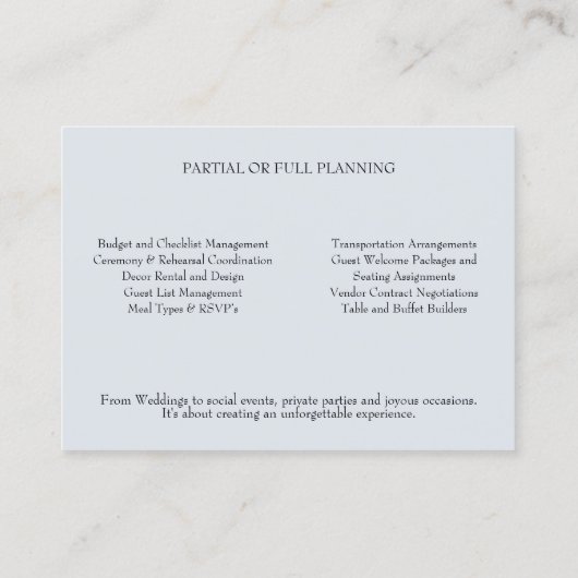 ヴィンテージビクトリアンピンクローズイベントプランナー 名刺 (裏面)