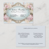 ヴィンテージビクトリアンピンクローズイベントプランナー 名刺 (正面/裏面)