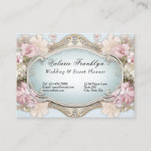 ヴィンテージビクトリアンピンクローズイベントプランナー 名刺 (正面)
