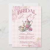 ヴィンテージビクトリアンピンクローズブライダルティーパーティー 招待状 (正面)