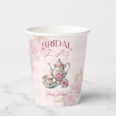 ヴィンテージビクトリアンピンクローズブライダルティーパーティー 紙コップ (正面)