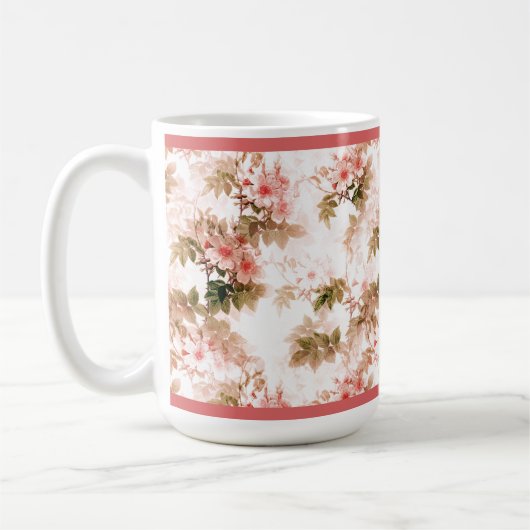 ヴィンテージビクトリアンピンク花柄 コーヒーマグカップ (左)