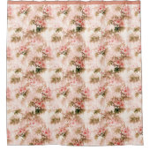 ヴィンテージビクトリアンピンク花柄 シャワーカーテン (正面)