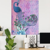 *~*ヴィンテージビクトリアンピーコックアールヌーボーAR24 ポスター (ホームオフィス)