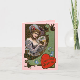 ヴィンテージビクトリアンファッショナブルValentine's Day Card シーズンカード