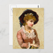 ヴィンテージビクトリアンファッションはがき ポストカード (正面/裏面)