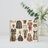 ヴィンテージビクトリアンファッションデザインペンシル ポストカード (スタンド正面)