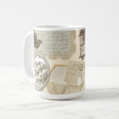 ヴィンテージビクトリアンファッションド可愛いステッカー茶 コーヒーマグカップ (正面左)