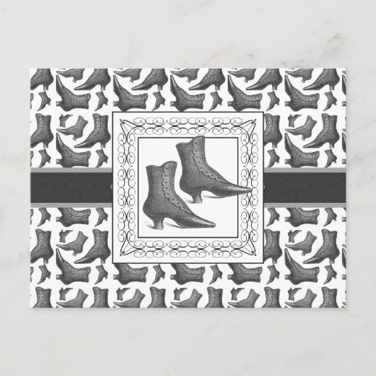 ヴィンテージビクトリアンファッションブーツパエレガントターン ポストカード (正面)