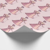 ヴィンテージビクトリアンファッション女性ピンクドレス赤面 ラッピングペーパー (角)