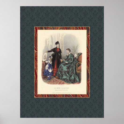 ヴィンテージビクトリアンファッション美しいアンティークプリント ポスター (正面)