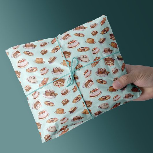 ヴィンテージビクトリアンファンシーケーキとスイーツパターン 薄葉紙