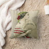 ヴィンテージビクトリアンファン装飾用クッション クッション (ブランケット)